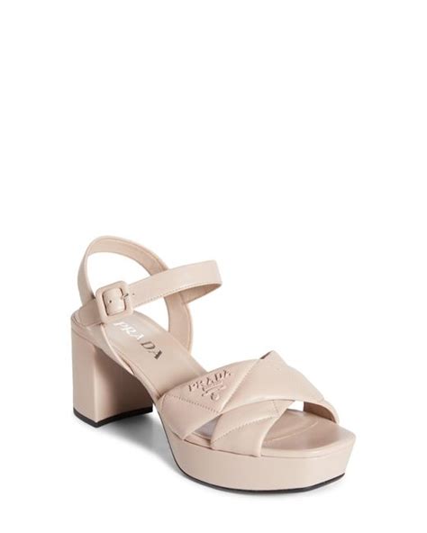 prada leather cream sandals|prada diagram platform sandal.